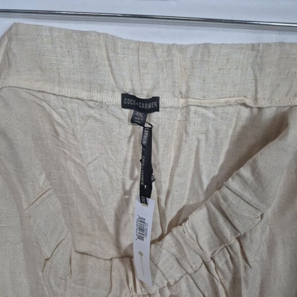 Coco Carmen Womens Linen Pants Size XXL Pull On Fringe Hem Minimalist Summer - Picture 4 of 7